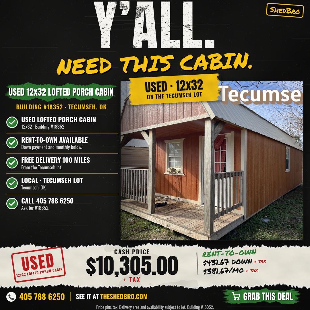 Lofted Porch Cabin 12x32 · #18352